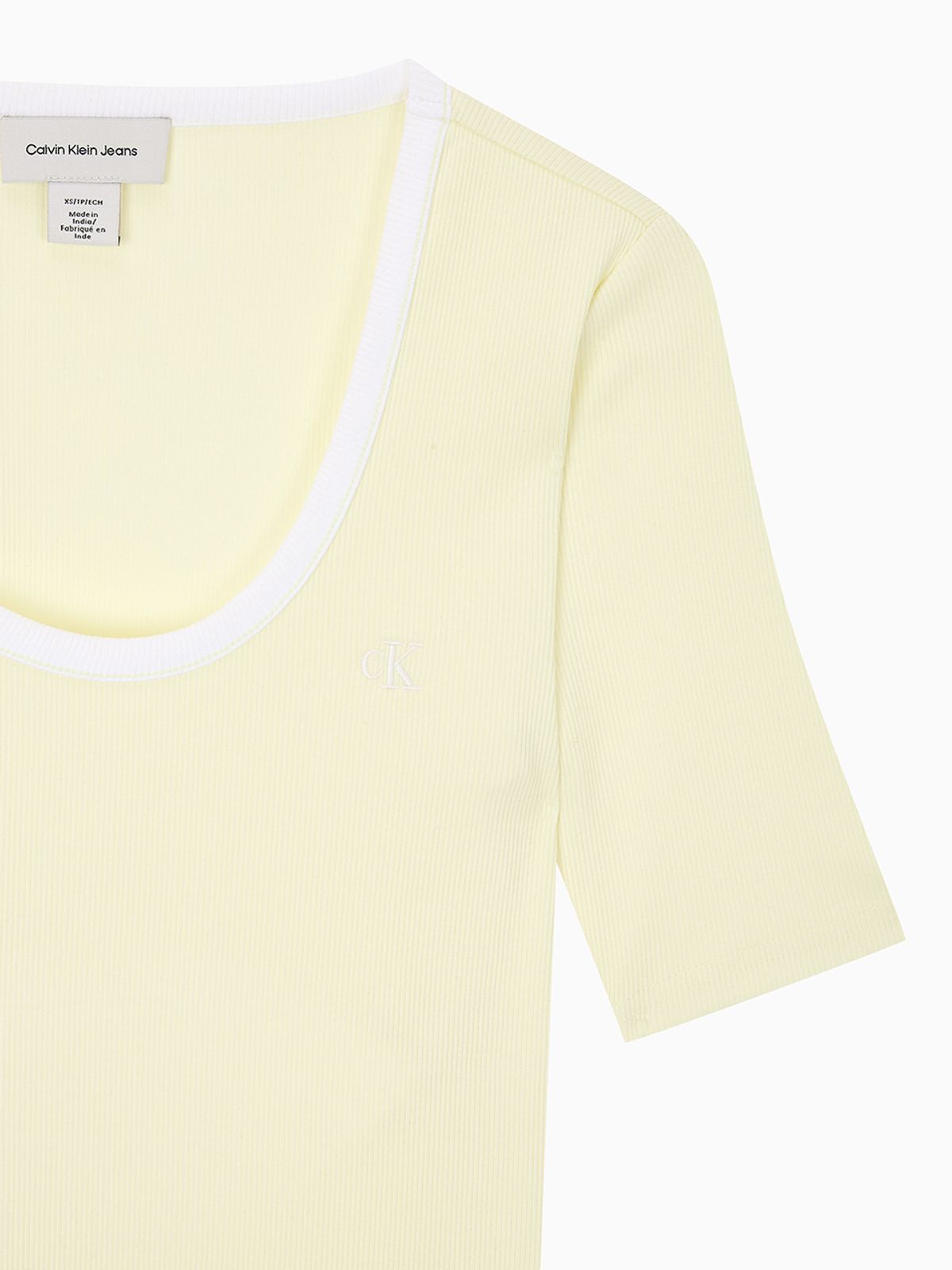 캘빈클라인 진(CALVIN KLEIN JEANS) 여성 베이비립 스쿱 컷아웃 탑 반팔 티셔츠 47F247G ZRK