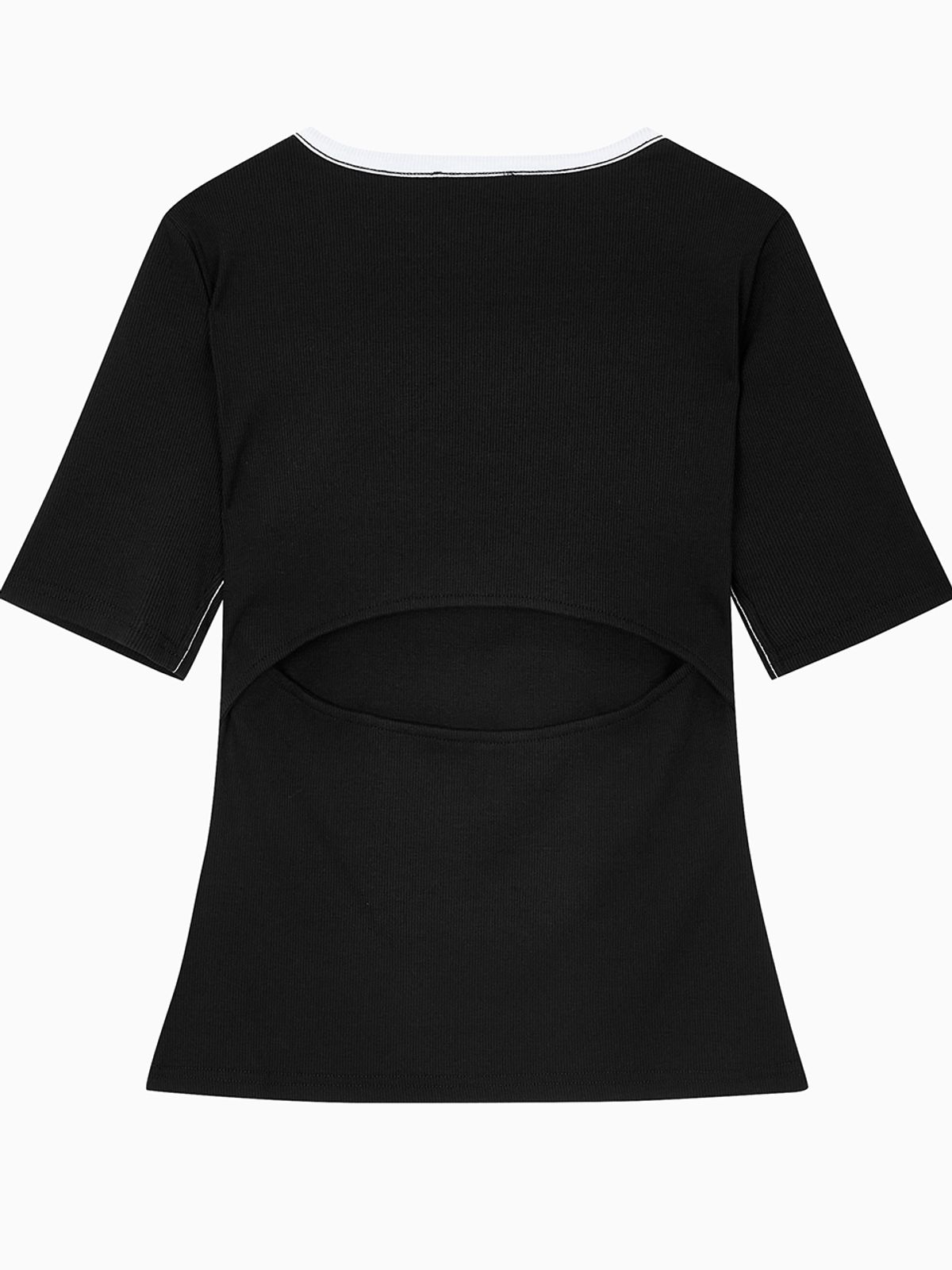 캘빈클라인 진(CALVIN KLEIN JEANS) 여성 베이비립 스쿱 컷아웃 탑 반팔 티셔츠 47F247G UB1