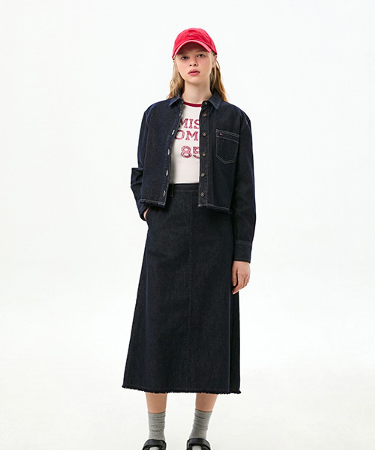 타미진스(TOMMY JEANS) 크롭 데님 셔켓 (T32G0NSH01TWL11AP)