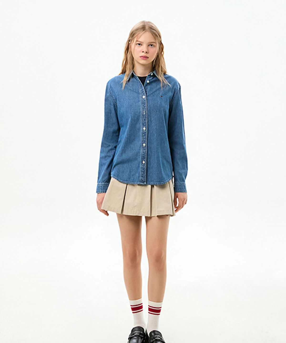 타미진스(TOMMY JEANS) 레귤러 데님 셔츠 (T32G0NSH02TWL11A5)