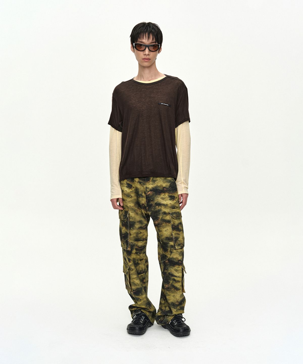앤더슨벨(ADSB ANDERSSON BELL) BRAD LAYERED T-SHIRT atb1531m(LEMON/BROWN)