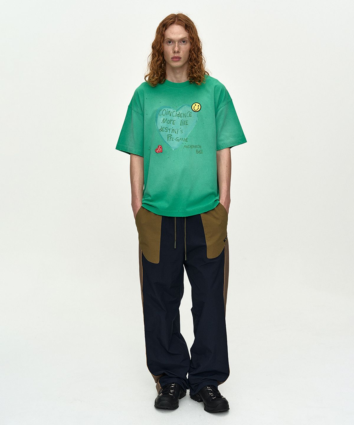 앤더슨벨(ADSB ANDERSSON BELL) UNISEX COLOR BLOCK NYLON TRACK PANTS apa876u(NAVY/KHAKI)