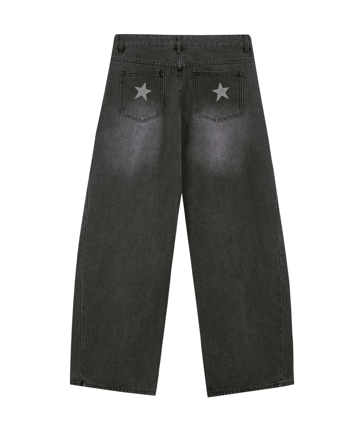 그레이버(GRAVER) [UNISEX]STAR + BADGE 와이드 커브드 진_Washed Black