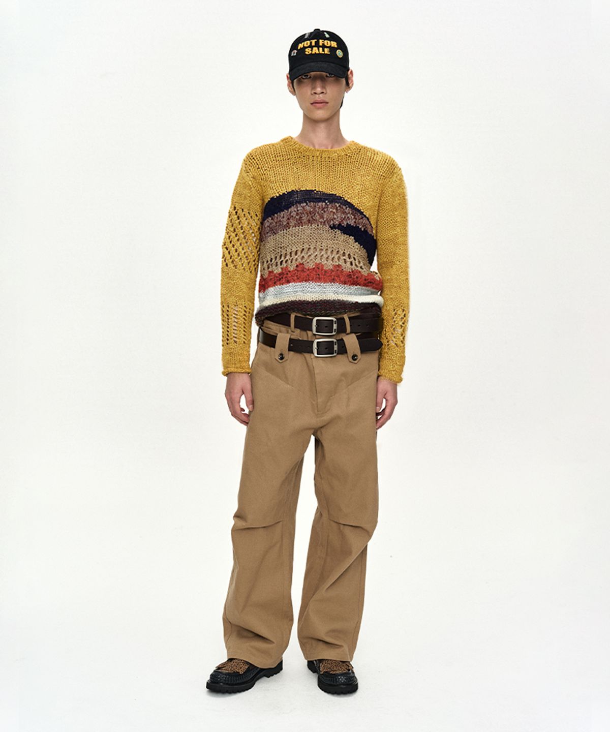 앤더슨벨(ADSB ANDERSSON BELL) YELLOW HAND-CROCHETED CREW-NECK SWEATER atb1550m(YELLOW)