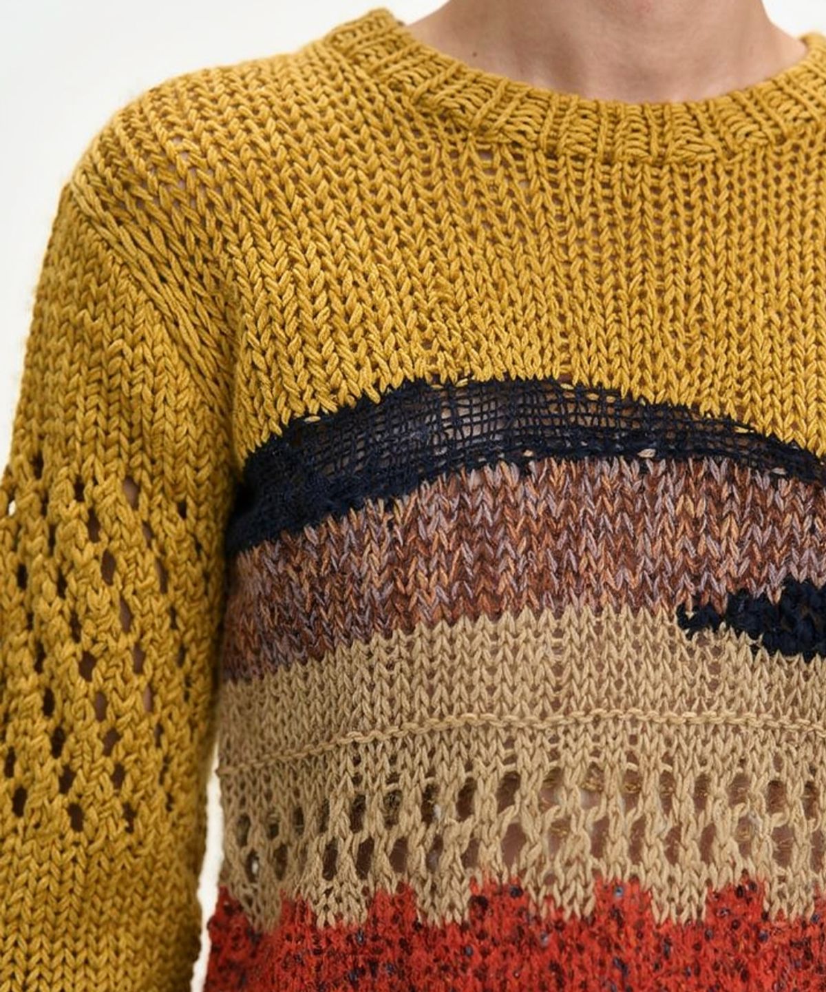 앤더슨벨(ADSB ANDERSSON BELL) YELLOW HAND-CROCHETED CREW-NECK SWEATER atb1550m(YELLOW)