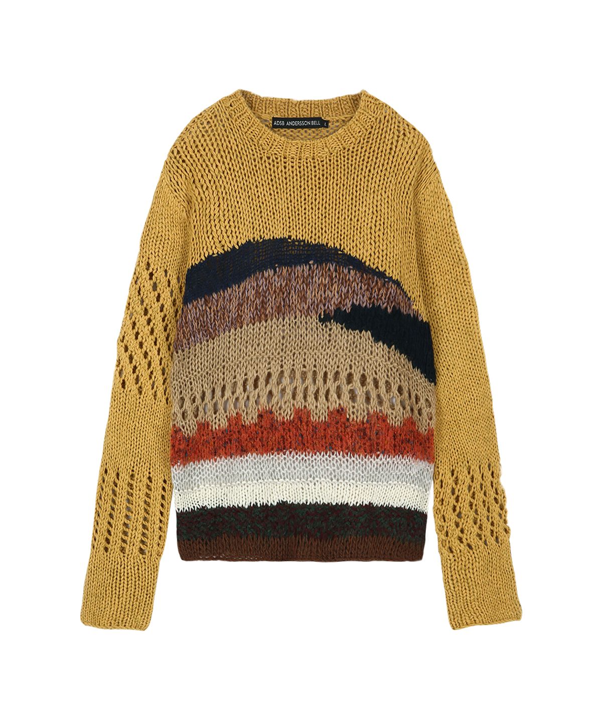 앤더슨벨(ADSB ANDERSSON BELL) YELLOW HAND-CROCHETED CREW-NECK SWEATER atb1550m(YELLOW)