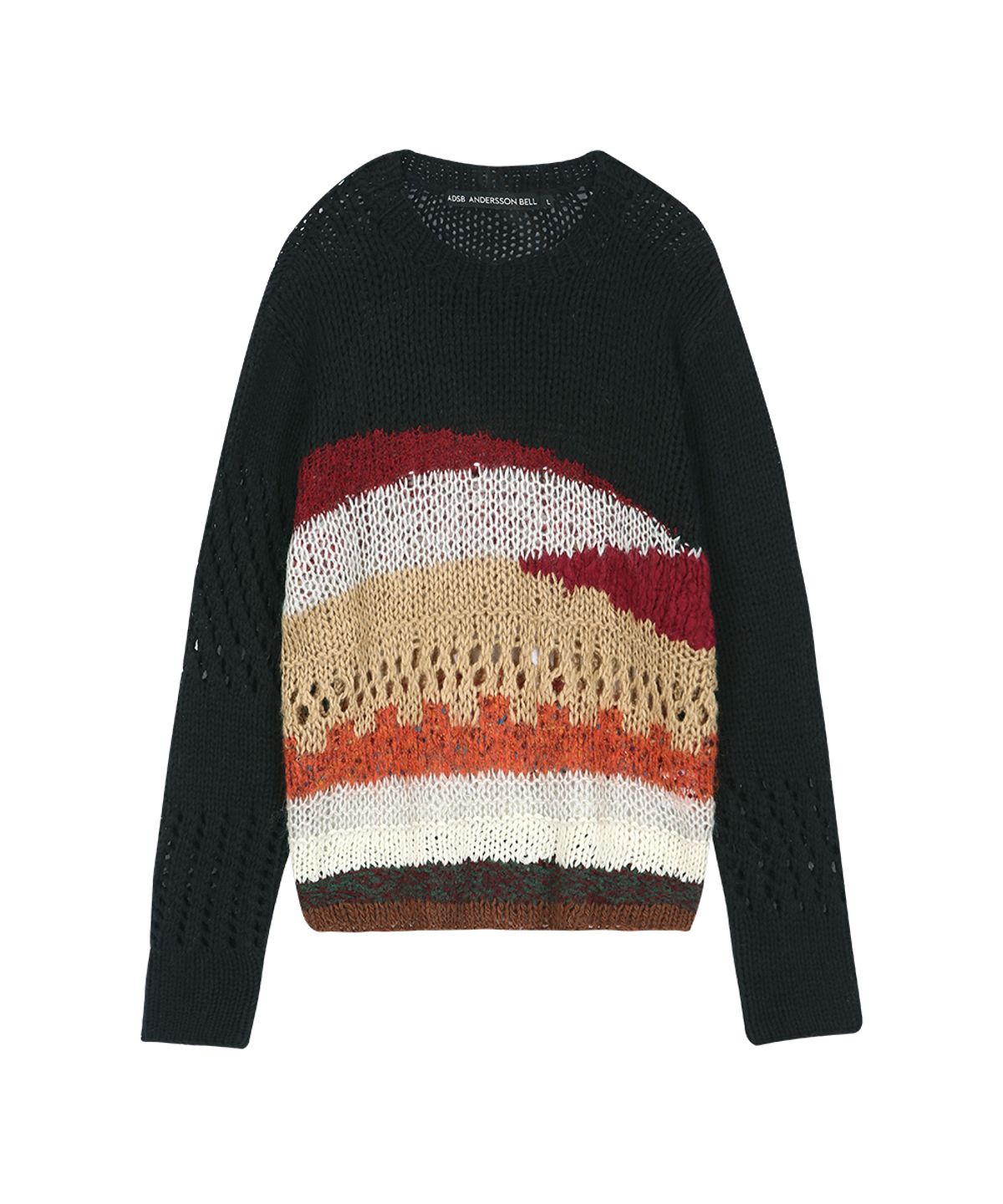 앤더슨벨(ADSB ANDERSSON BELL) BLACK HAND-CROCHETED CREW-NECK SWEATER atb1551m(BLACK)