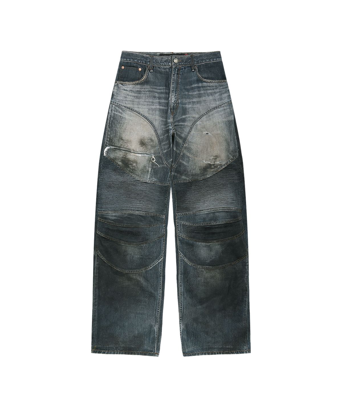 앤더슨벨(ADSB ANDERSSON BELL) DENIM TROMPE-LOEIL GRAPHIC BIKER JEANS apa919u(MID BLUE)