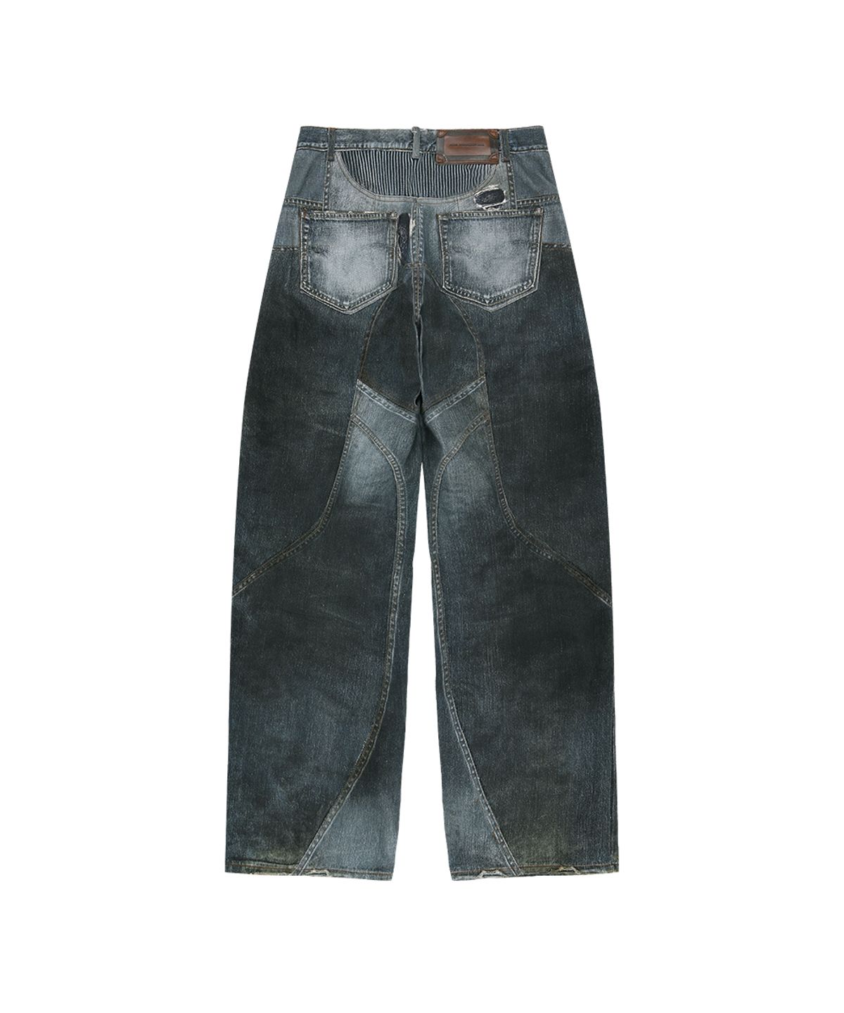 앤더슨벨(ADSB ANDERSSON BELL) DENIM TROMPE-LOEIL GRAPHIC BIKER JEANS apa919u(MID BLUE)