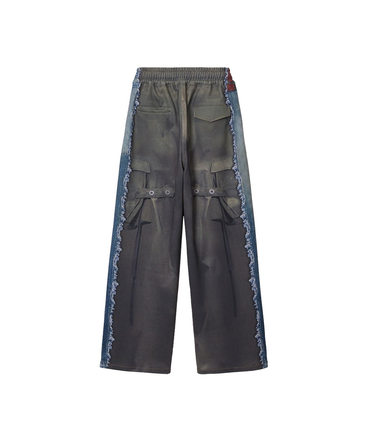 앤더슨벨(ADSB ANDERSSON BELL) DENIM & CARGO TROMPE LOEIL MESH PANTS apa922u(MID BLUE/KHAKI)