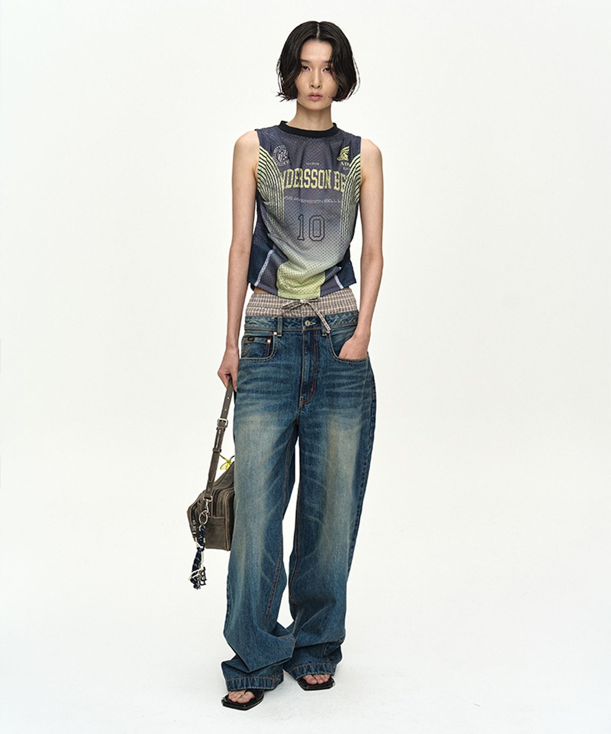 앤더슨벨(ADSB ANDERSSON BELL) UNISEX TRUNK LAYERED WIDE-LEG JEANS apa910u(BLUE)