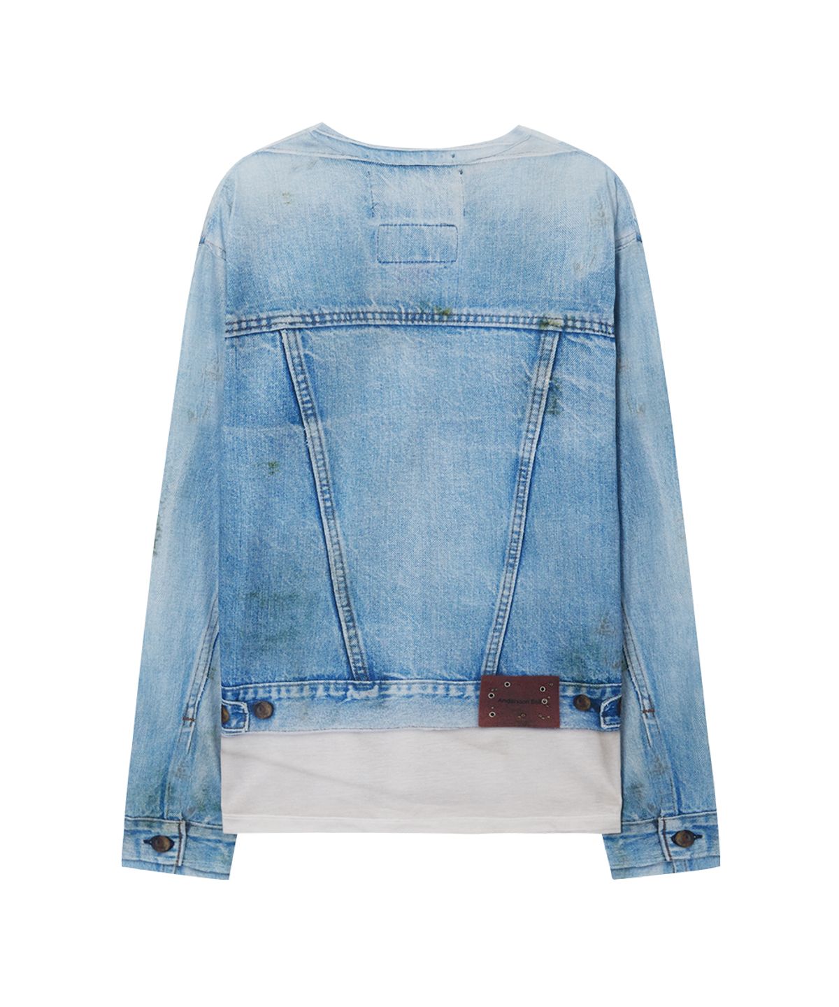 앤더슨벨(ADSB ANDERSSON BELL) UNISEX DENIM JACKETED TROMPE-LOEIL L/S T-SHIRT atb1548u(BLUE/WHITE)
