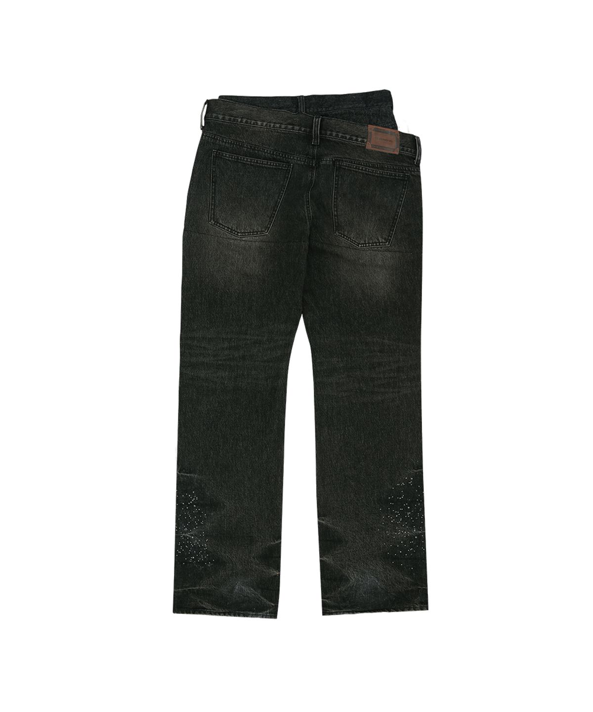 앤더슨벨(ADSB ANDERSSON BELL) UNISEX ASYMMETRIC LAYERED HOT-FIX WIDE-LEG JEANS apa912u(BLACK)