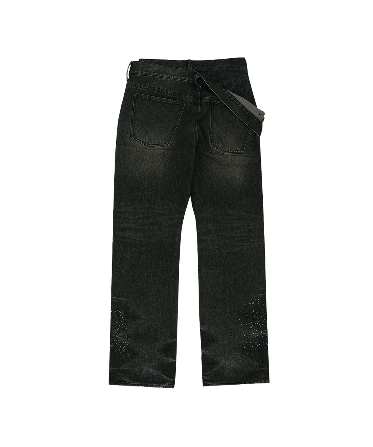 앤더슨벨(ADSB ANDERSSON BELL) UNISEX ASYMMETRIC LAYERED HOT-FIX WIDE-LEG JEANS apa912u(BLACK)