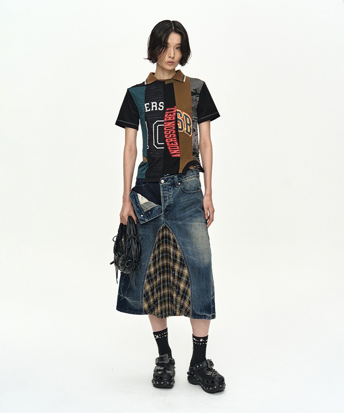 앤더슨벨(ADSB ANDERSSON BELL) REWORKED VINTAGE JERSEY T-SHIRT atb1565w(BLACK)