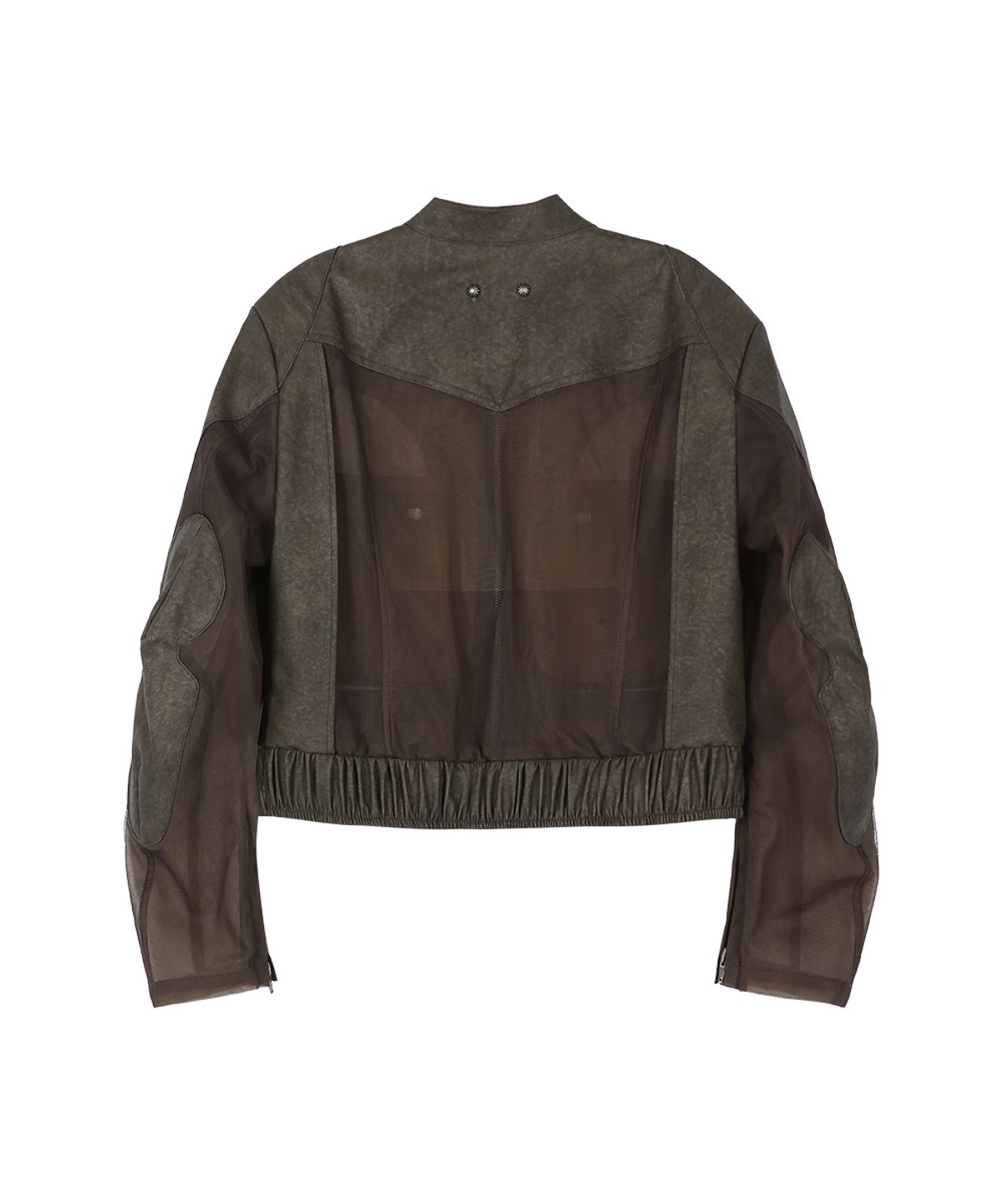 앤더슨벨(ADSB ANDERSSON BELL) KELLY FAUX-LEATHER & SHEER RIDER JACKET awa758w(KHAKI)