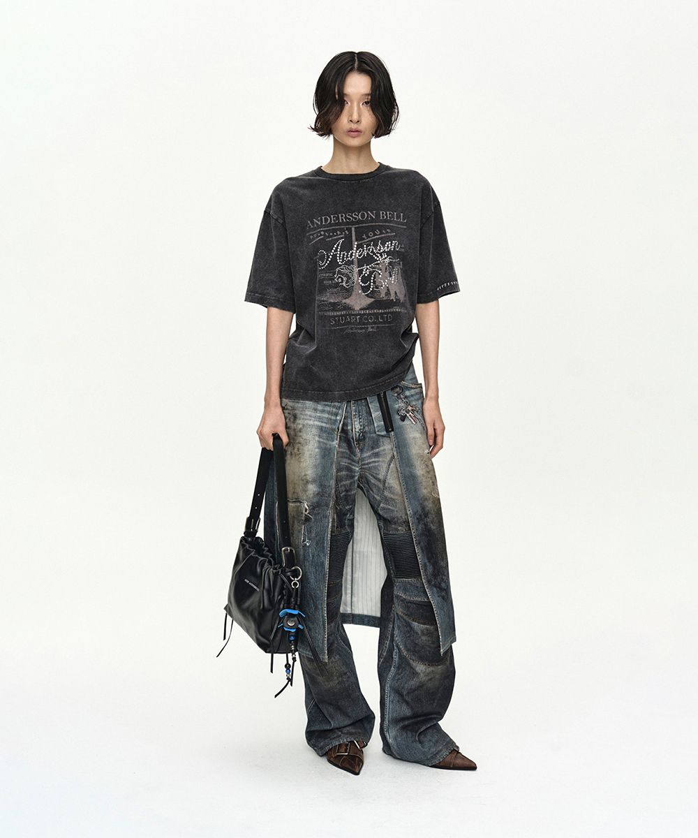 MUSINSA | ANDERSSON BELL DENIM TROMPE-LOEIL GRAPHIC WRAP SKIRT