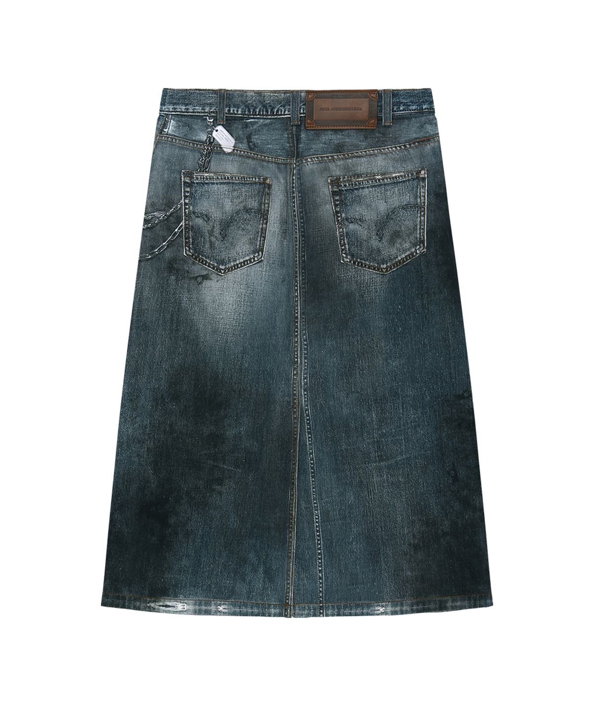 앤더슨벨(ADSB ANDERSSON BELL) DENIM TROMPE-LOEIL GRAPHIC WRAP SKIRT apa918w(MID BLUE)