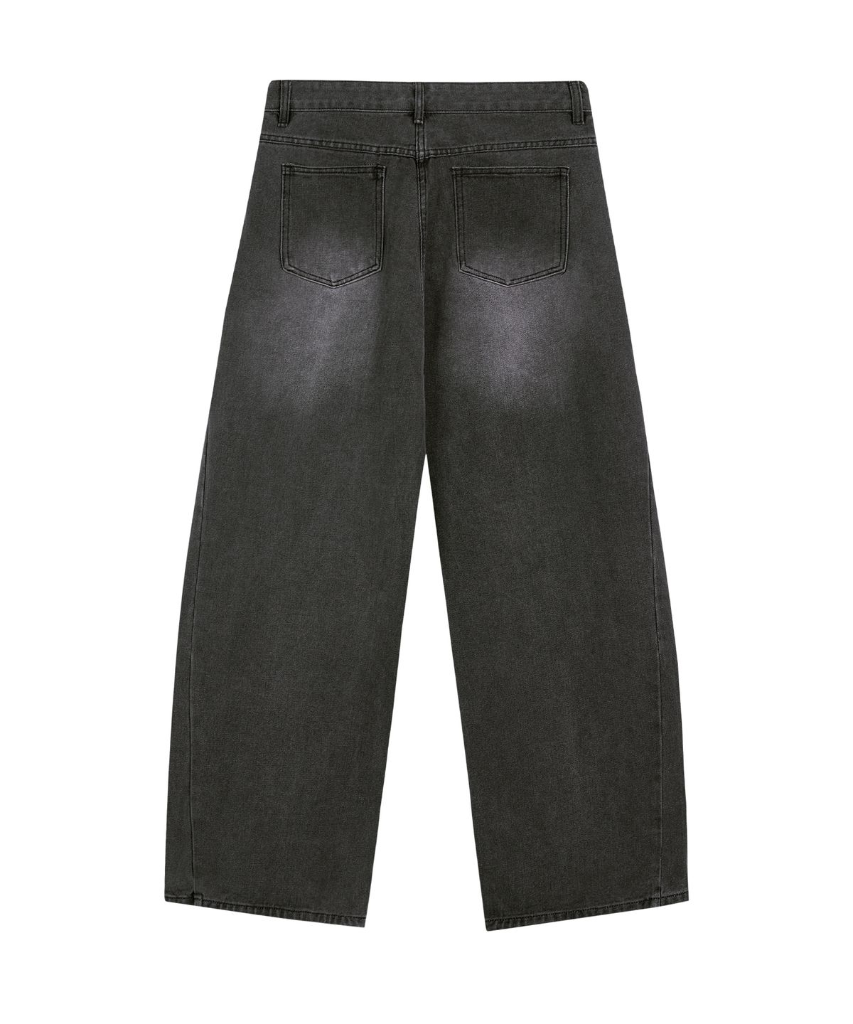그레이버(GRAVER) [UNISEX]NAVI 와이드 커브드 진_Washed Black