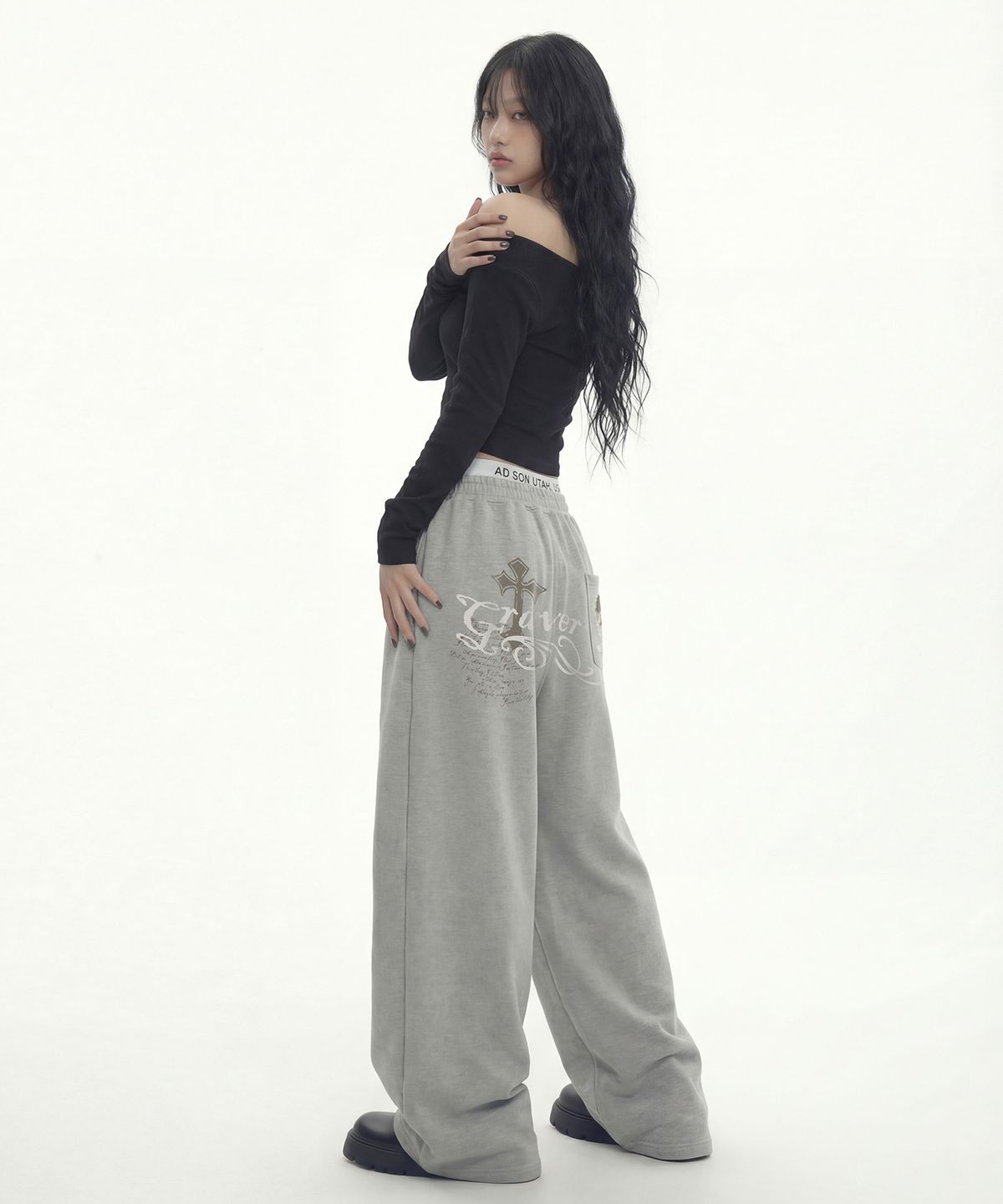 그레이버(GRAVER) [UNISEX]DONTCRY 트레이닝 와이드 팬츠_2color