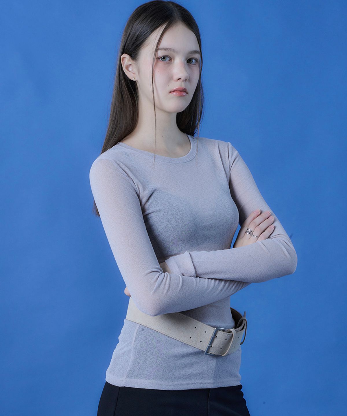 콜릿(KOLEAT) 롱기장 시스루 레이어드 무지 긴팔 티셔츠 이너 [3colors] 618