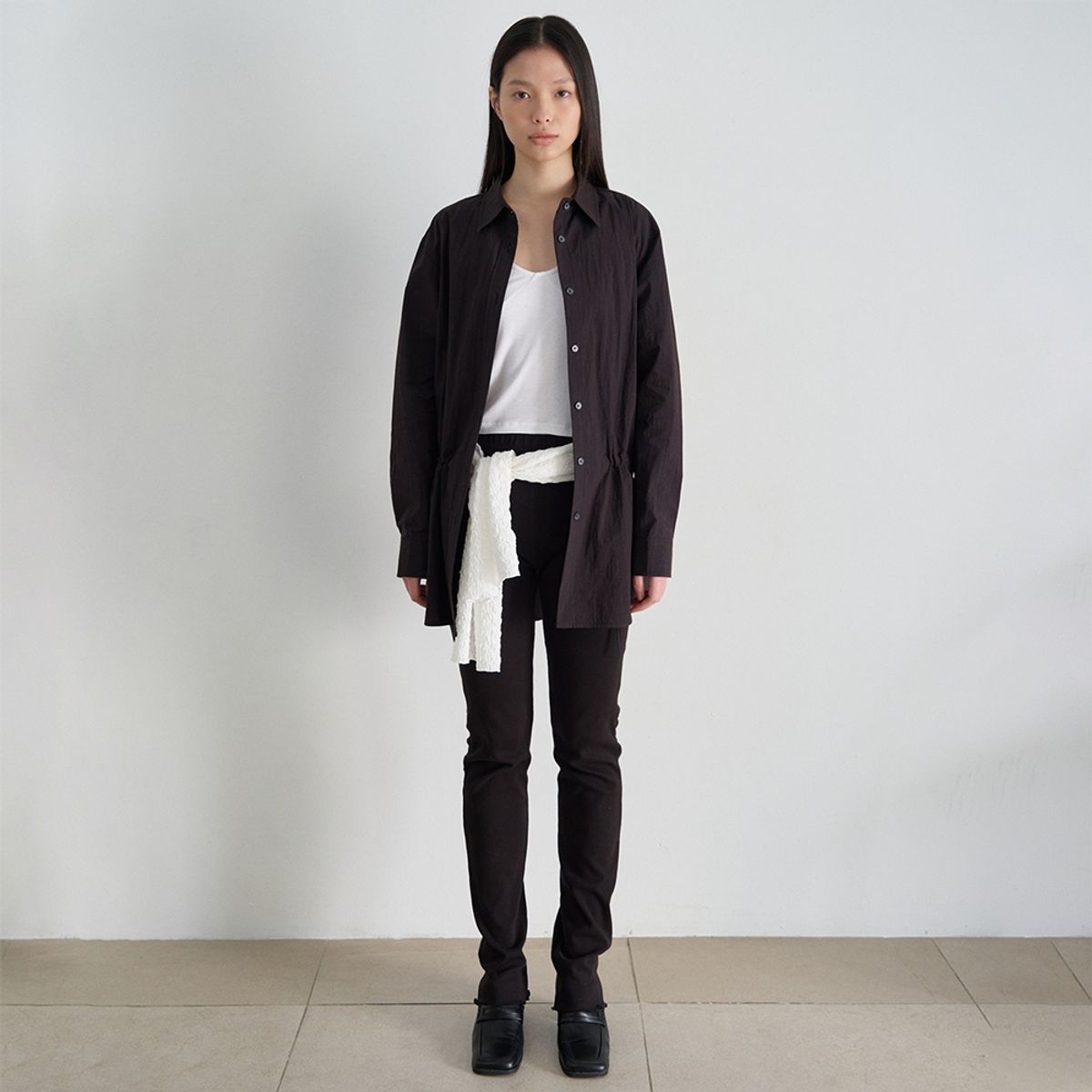 노우드(NOEUD) Rib Button Leggings Pants (Black)