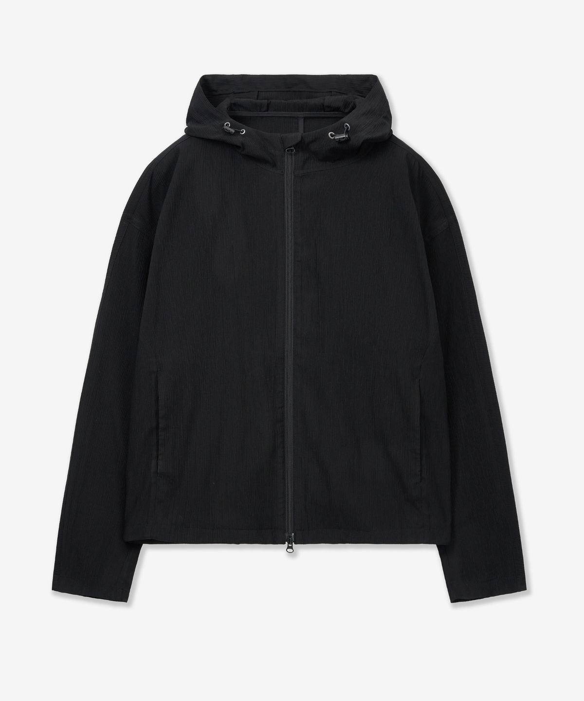 티엔지티(TNGT) Kinoshita Seersucker Hooded Zip-up (Black) TNJU6E106BK