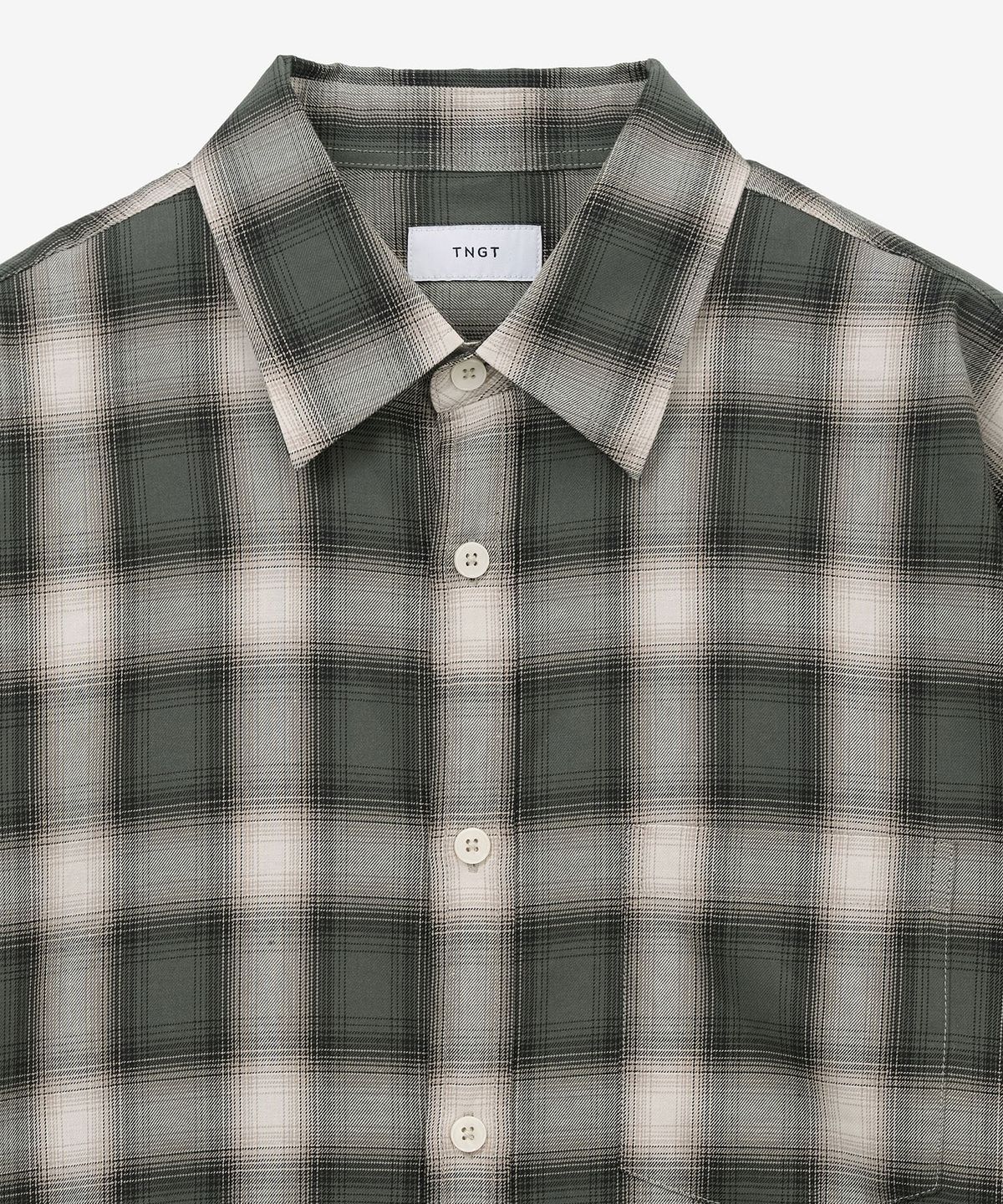 티엔지티(TNGT) Oversized Check Shirt (Olive Grey) TNSH6E106E2