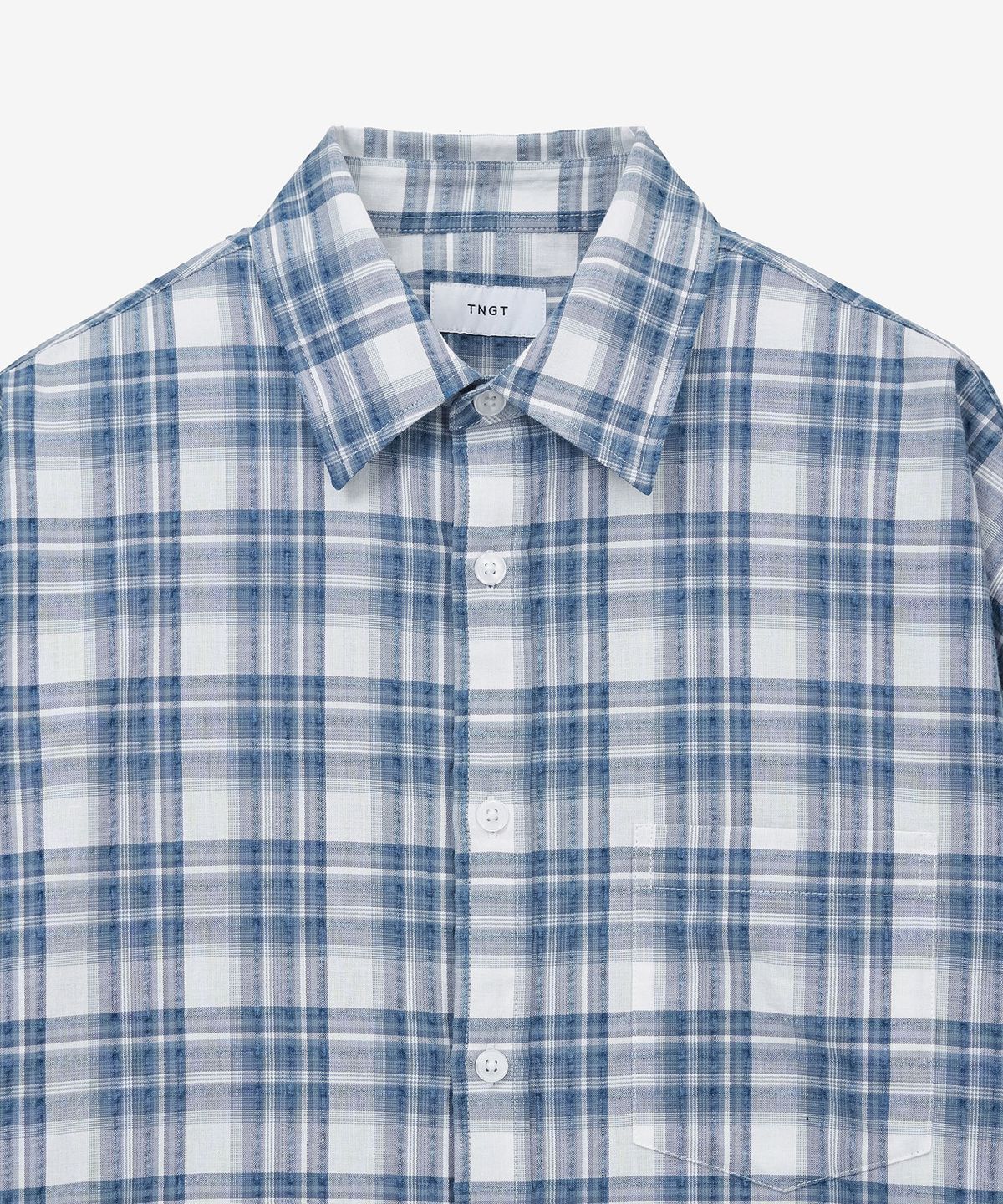 티엔지티(TNGT) Vintage Seersucker Check Shirt (Blue) TNSH6E107B2