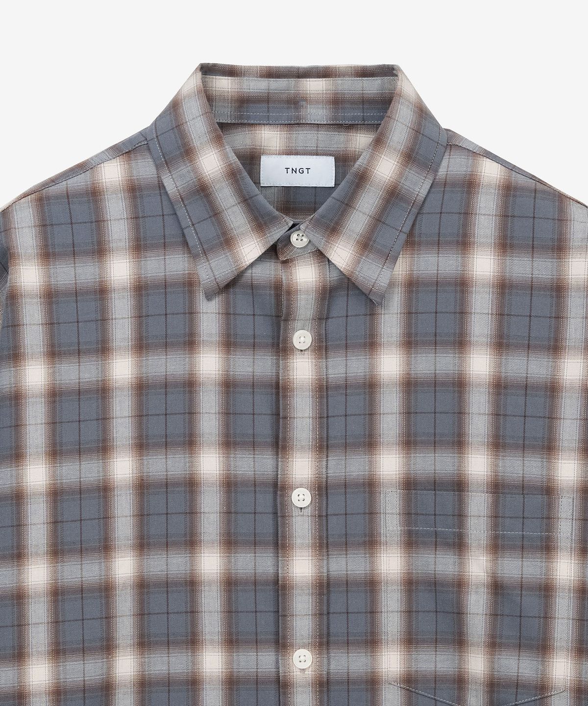 티엔지티(TNGT) Oversized Check Shirt (Ash Brown) TNSH6E106W2