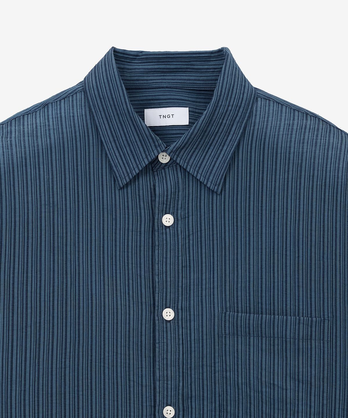 티엔지티(TNGT) Kinoshita Seersucker Stripe Shirts (Blue) TNSH6E103B2