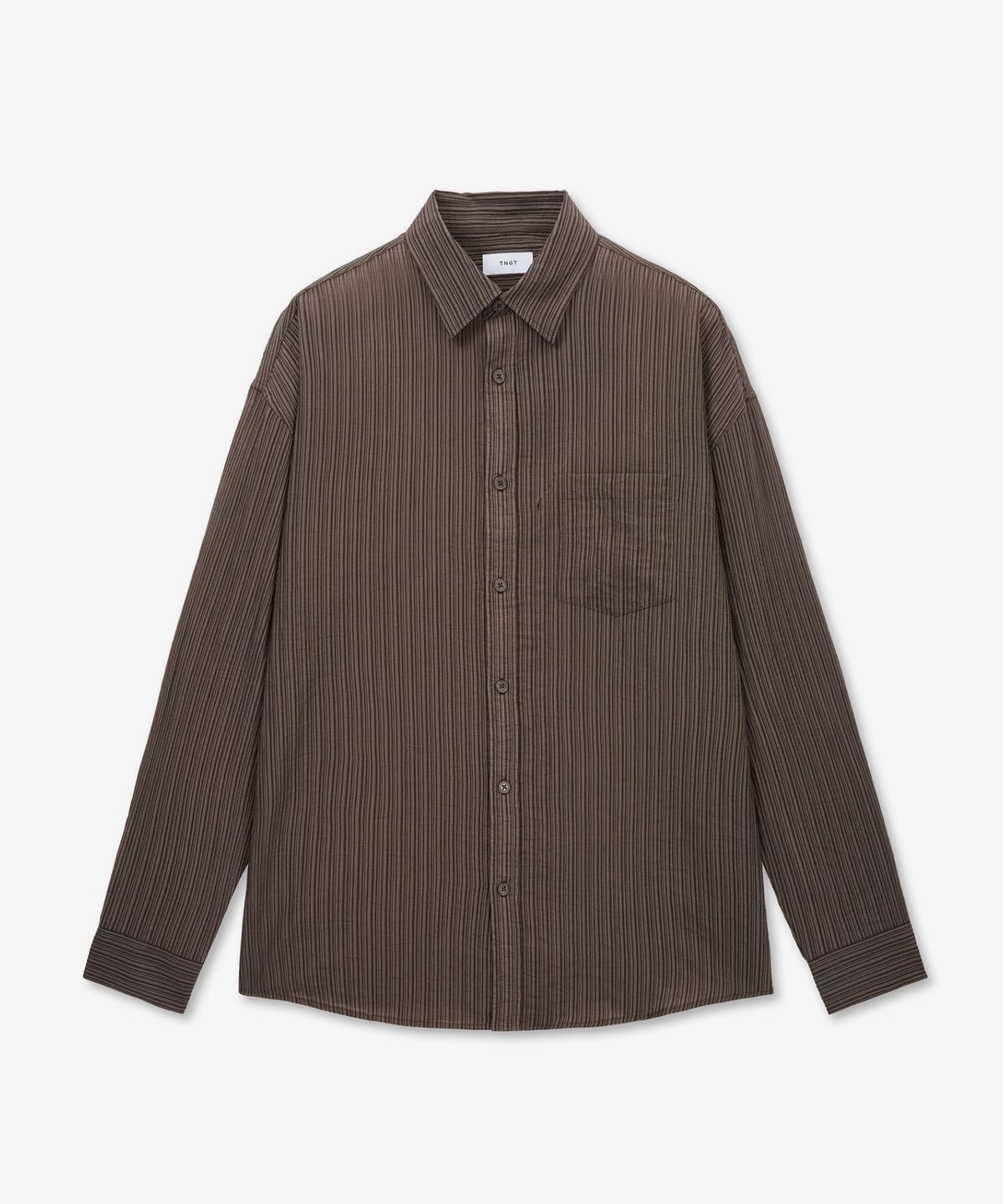 티엔지티(TNGT) Kinoshita Seersucker Stripe Shirts (Brown) TNSH6E103W2