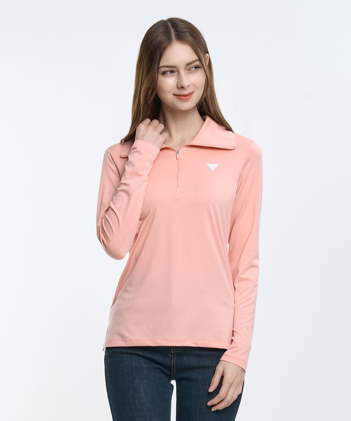 투엘라(2ELA) [2PACK] 러플라인 여성 하이넥 하프집업 긴팔 티셔츠 4 Colors