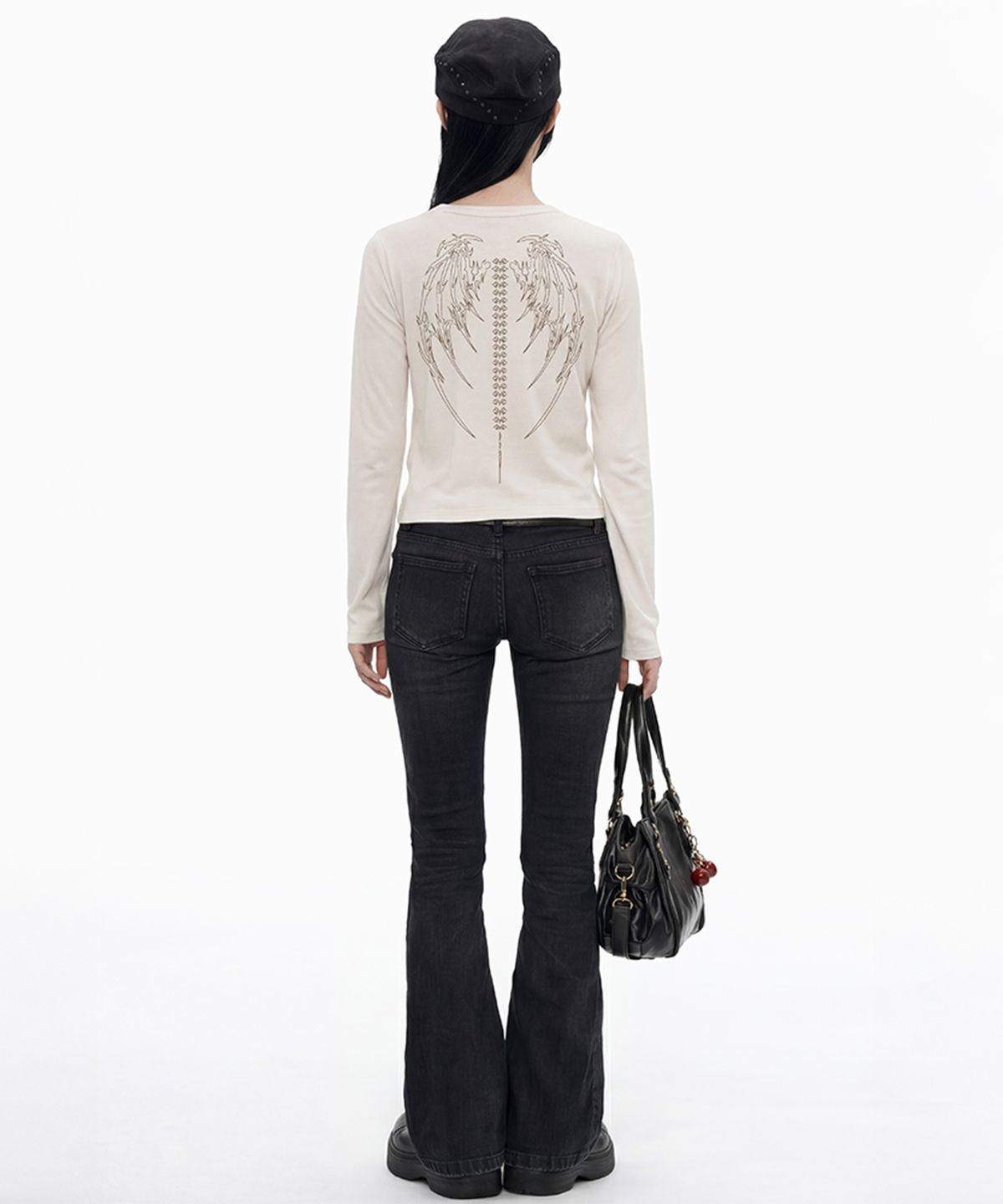 그레이버(GRAVER) [UNISEX]BONE WINGS 헨리넥 롱슬리브 티셔츠_2color