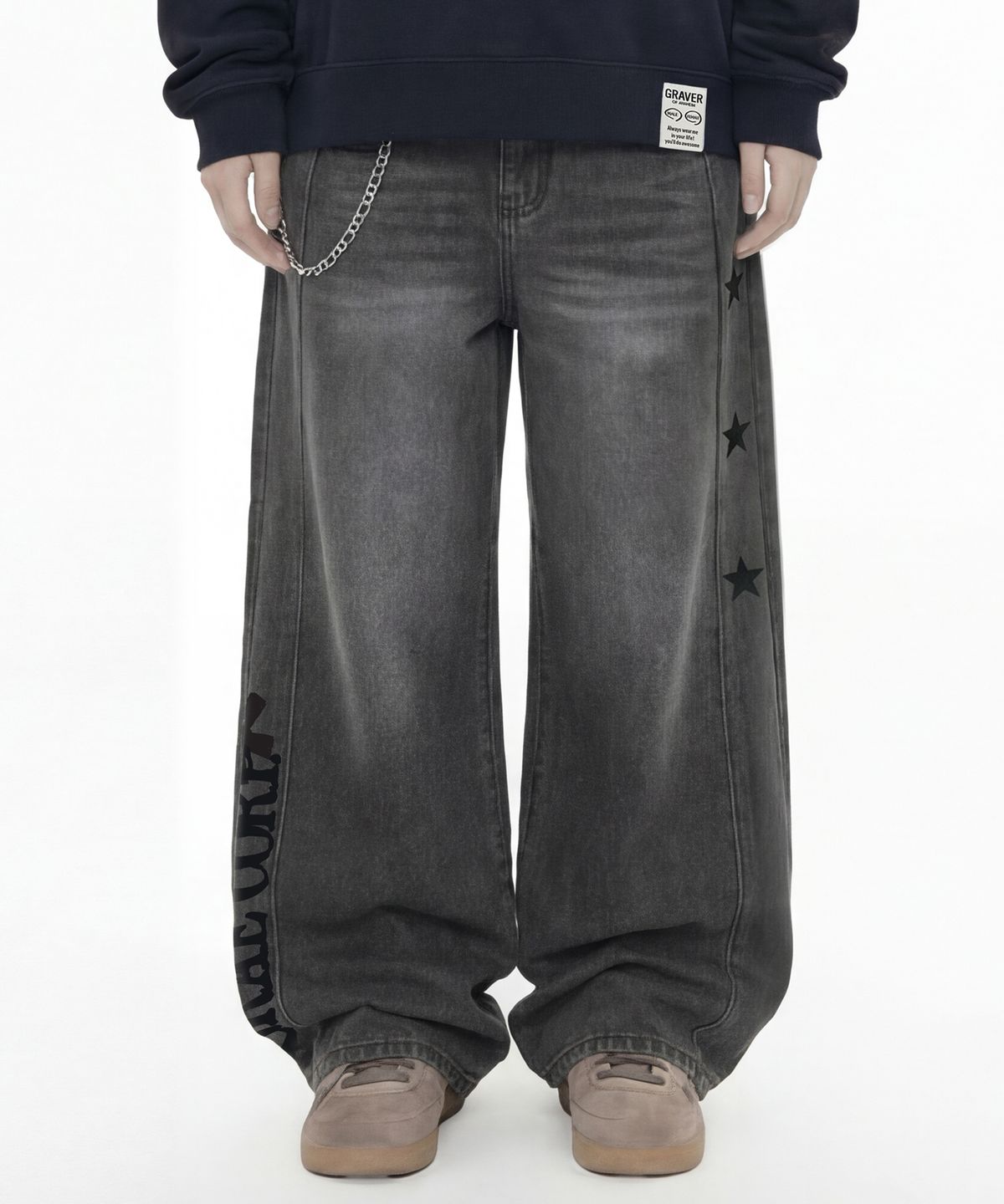 그레이버(GRAVER) [UNISEX]URBAN STAR 와이드 커브드 진_2color