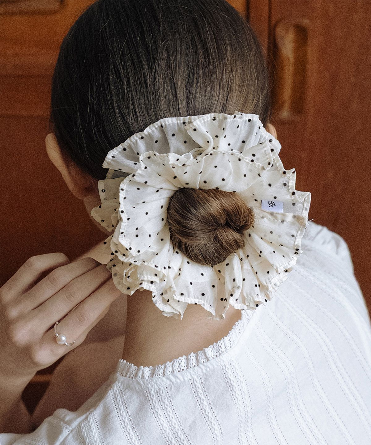 하스(HAS) HML002 Dot Ruffle Lace Scrunchie