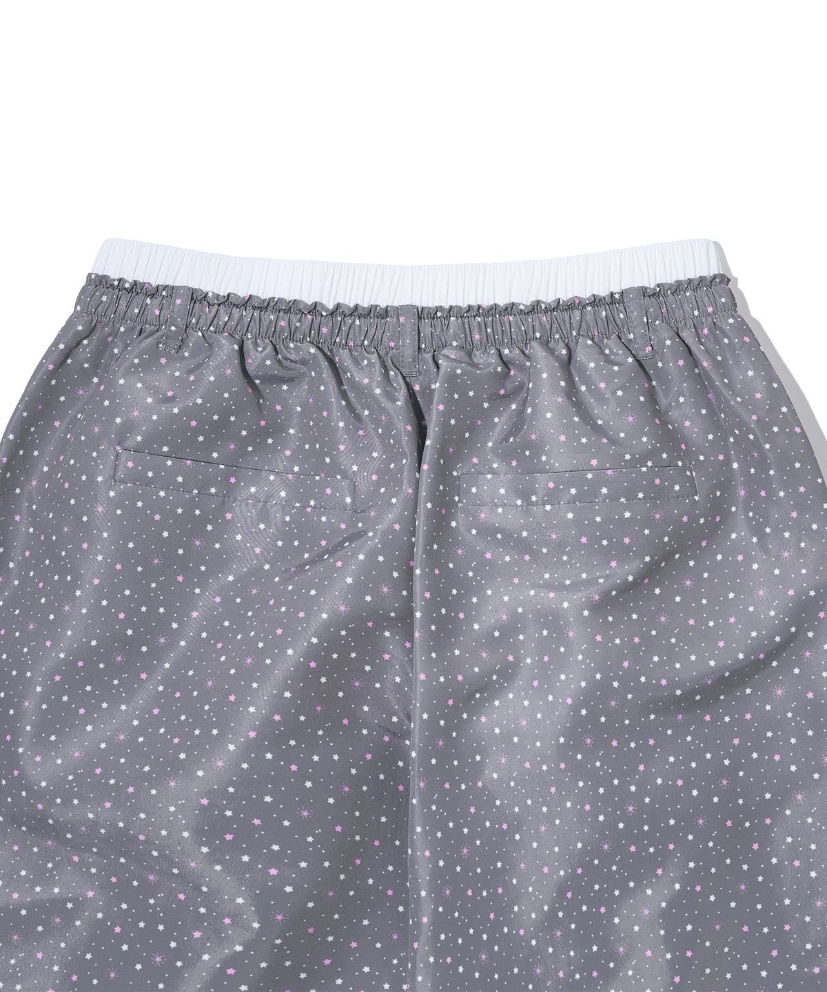 유희(YOUHEE) [YOUHEEXOTZ] STAR PATTERN LAYERED BANDING TRACK PANTS_GREY