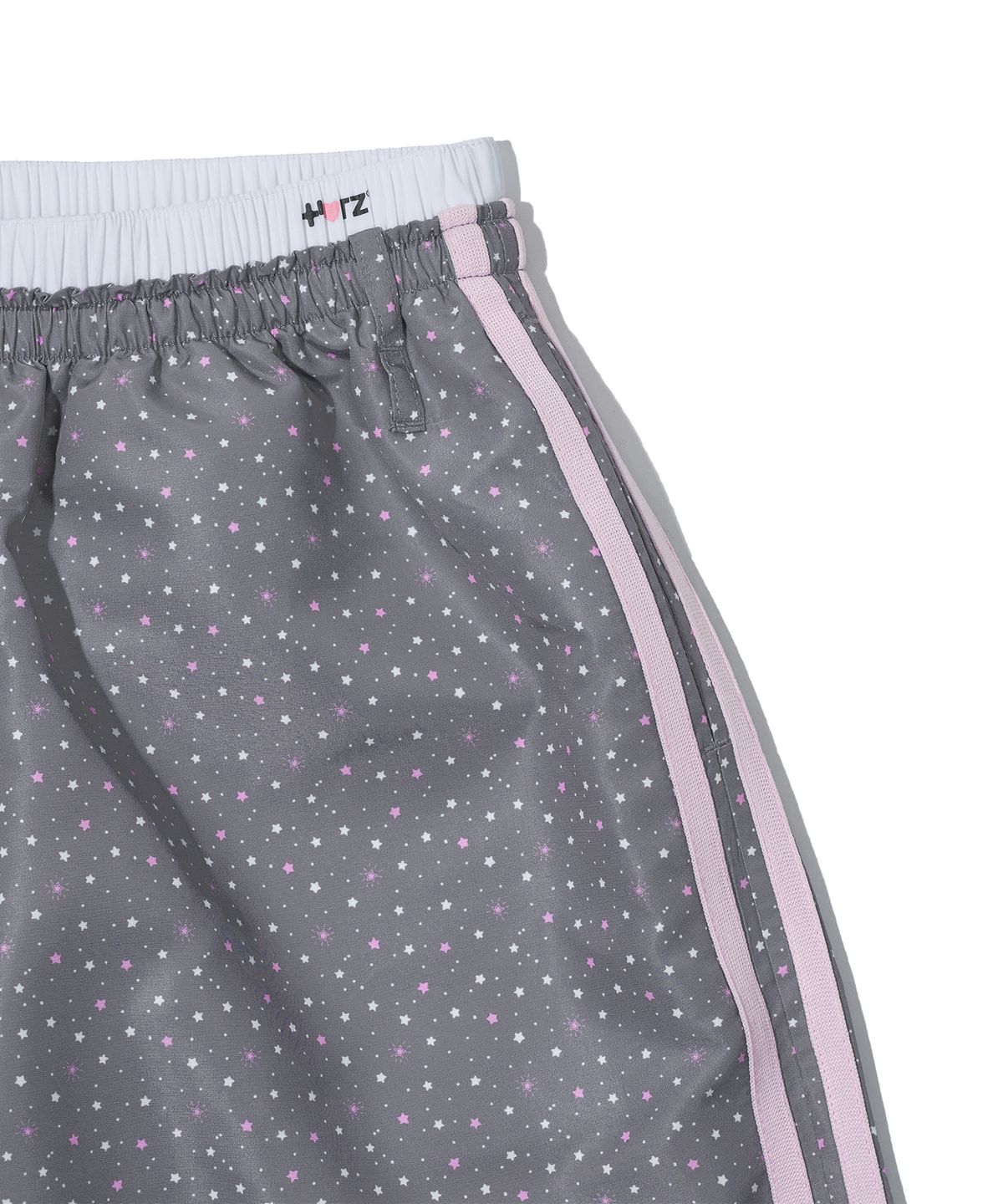 유희(YOUHEE) [YOUHEEXOTZ] STAR PATTERN LAYERED BANDING TRACK PANTS_GREY