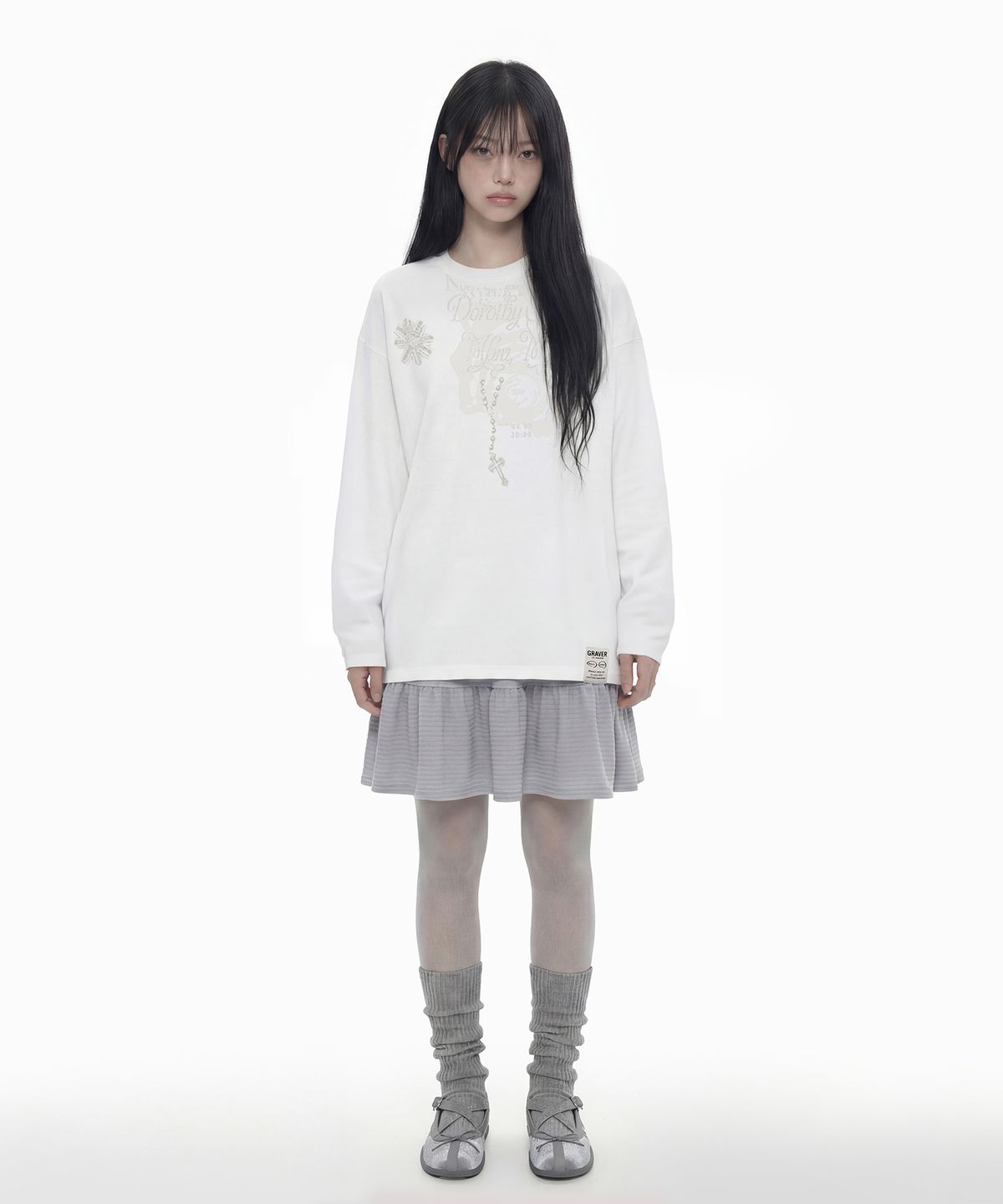 그레이버(GRAVER) [UNISEX]DOROTHY 롱슬리브 티셔츠_WHITE