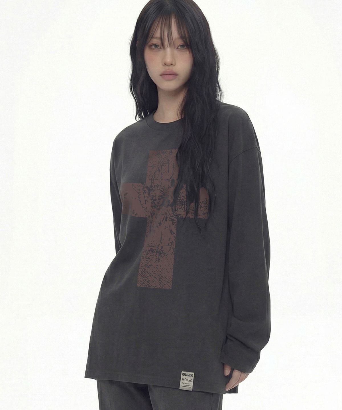 그레이버(GRAVER) [UNISEX]ANGEL CROSS 롱슬리브 티셔츠_3color