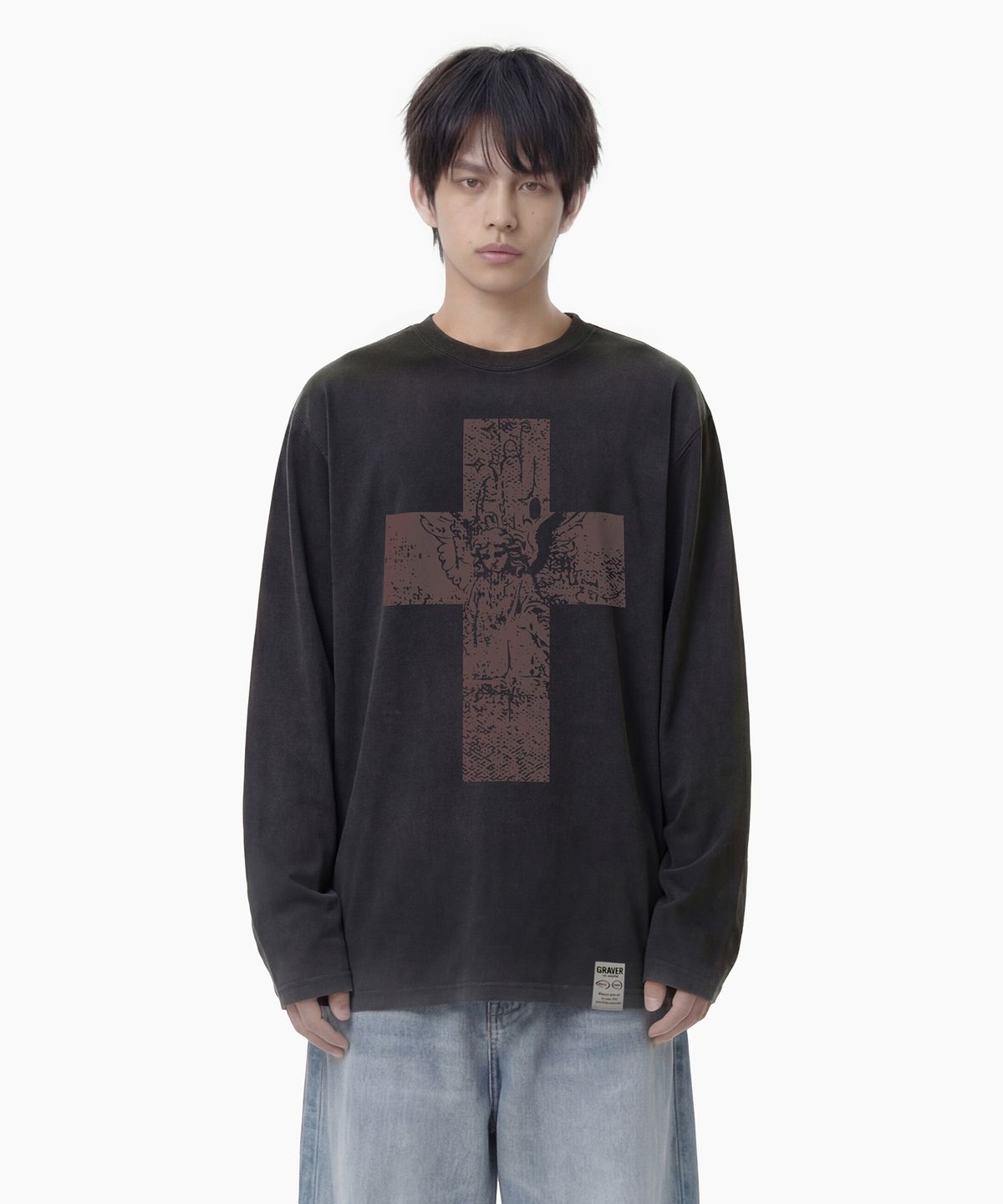그레이버(GRAVER) [UNISEX]ANGEL CROSS 롱슬리브 티셔츠_3color