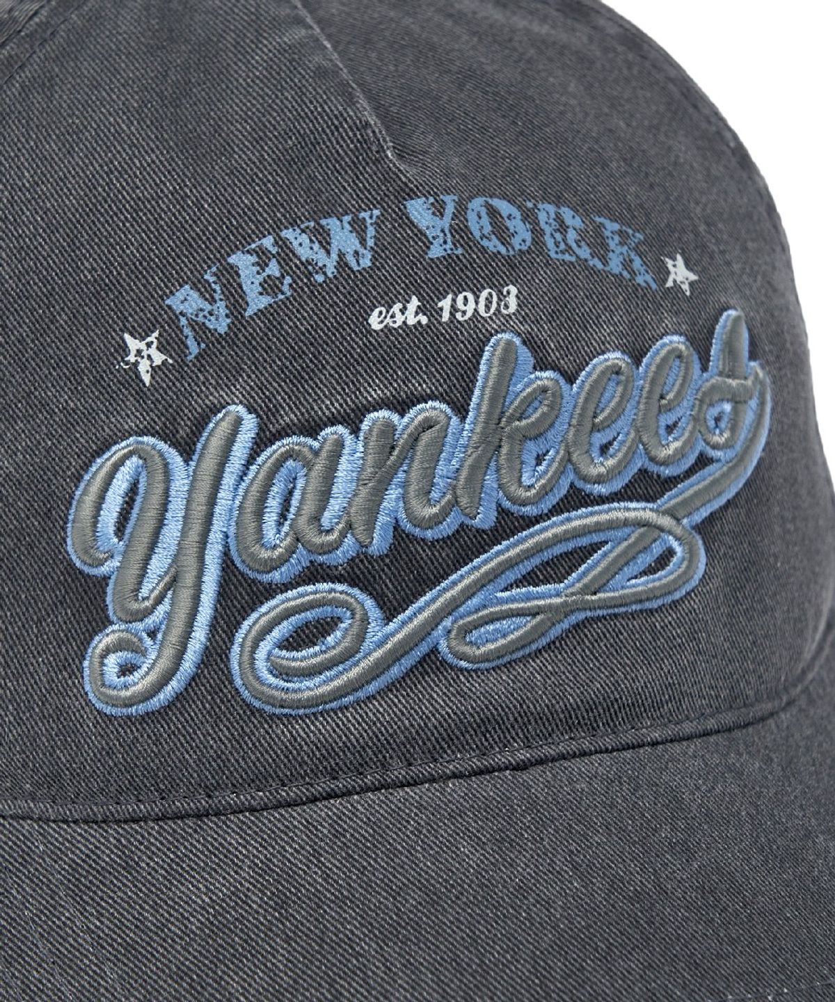 엠엘비(MLB) 빈티지 컬시브 주얼리 언스트럭쳐 볼캡 NY (Charcoal Grey)