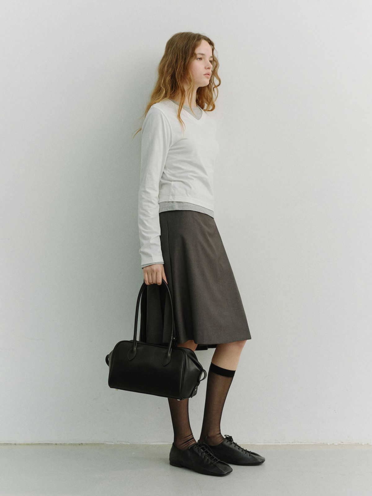 던스트(DUNST) ESSENTIAL PETIT V-NECK T-SHIRT_UDTS6A201_OFF WHITE