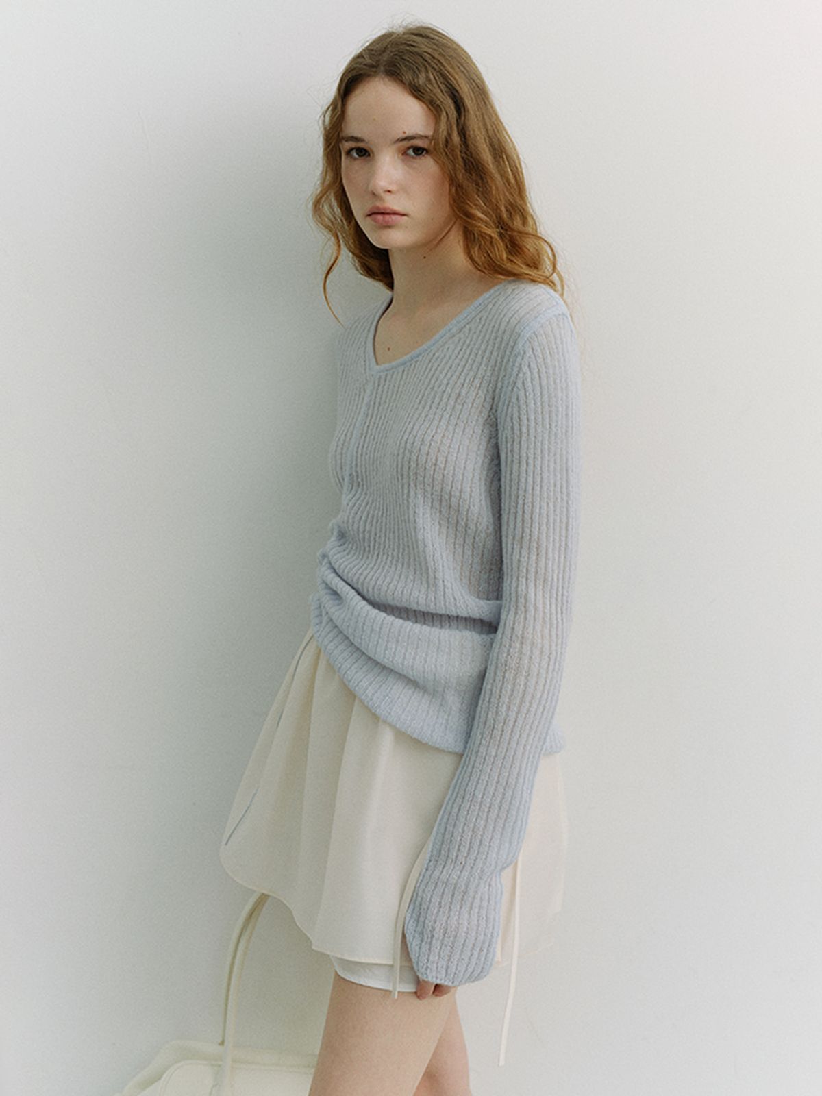 던스트(DUNST) 2-WAY SHIRRING KNIT TOP_UDSW6A204_SOFT BLUE