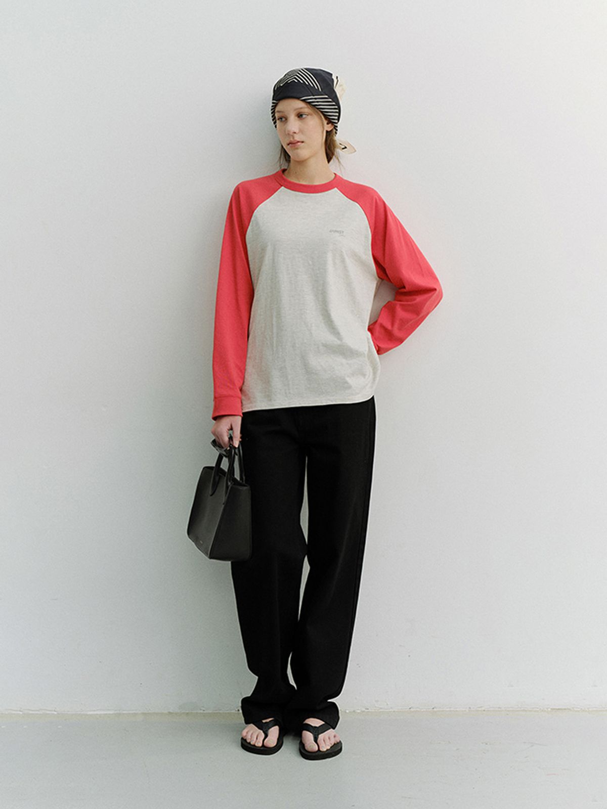 던스트(DUNST) UNISEX RAGLAN T-SHIRT_UDTS6A116_RED / OATMEAL MELANGE