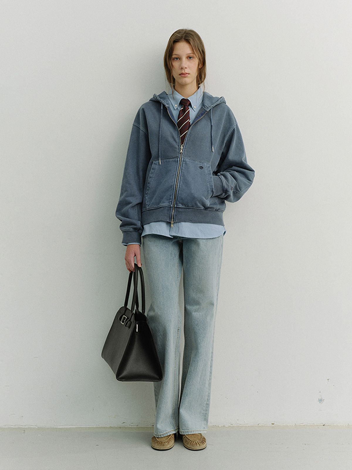 던스트(DUNST) UNISEX GARMENT DYED ZIP-UP HOODIE_UDTS6A114_NAVY