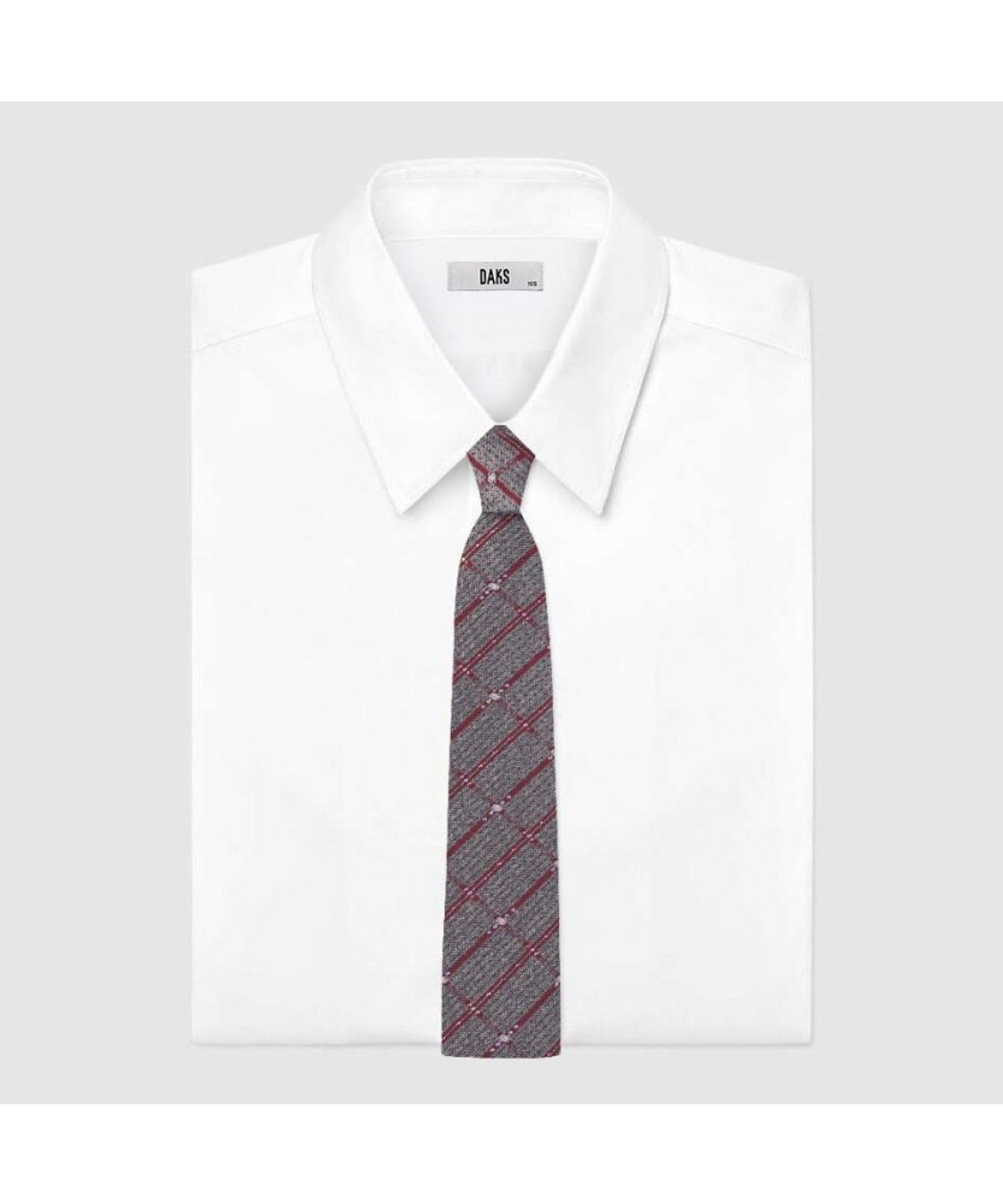 닥스셔츠(DAKS SHIRTS) 실크혼방 스퀘어 큐빅 패턴 체크 넥타이 레드_DMG1ACF1110R2