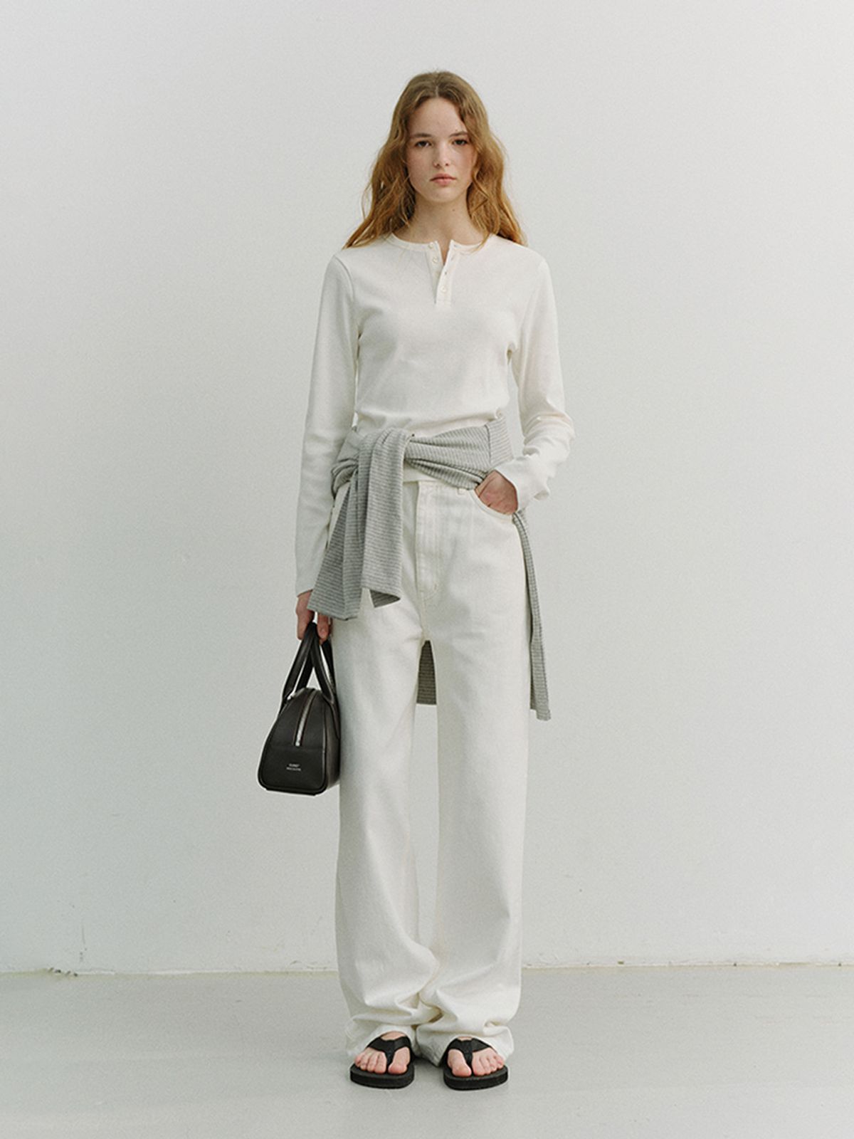 던스트(DUNST) UNISEX HENLEY-NECK T-SHIRT_UDTS6A109_OFF WHITE
