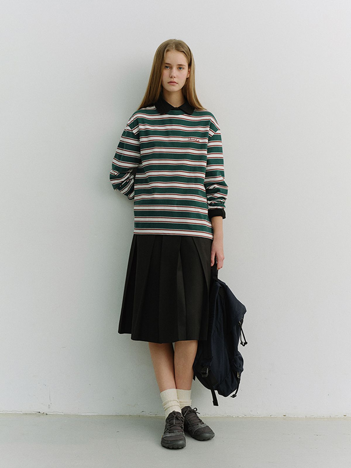 던스트(DUNST) UNISEX STRIPED T-SHIRT_UDTS6A106_GREEN STRIPE