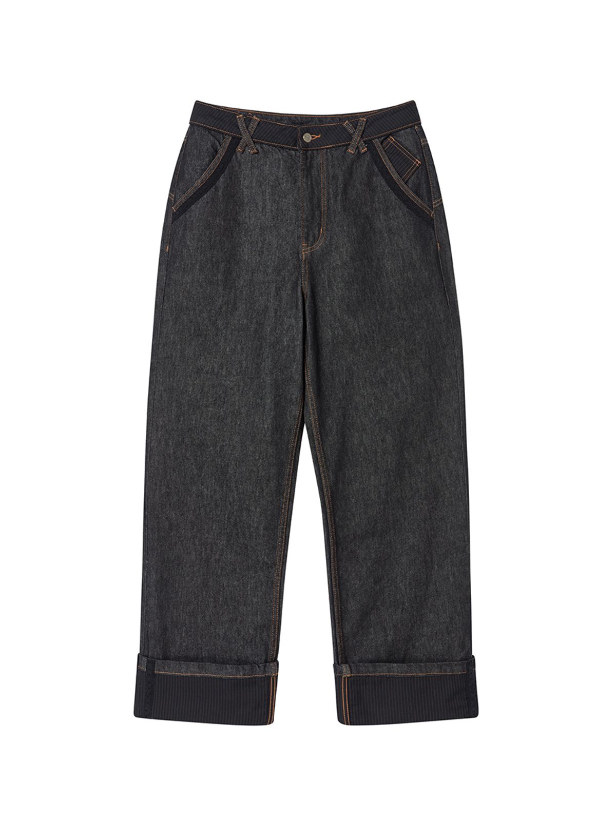 엔와이엑스엑스(NYXX) LACE ROLL UP DENIM PANTS BLACK
